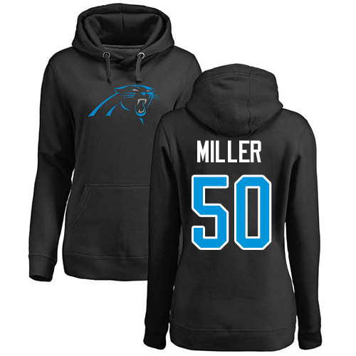 Carolina Panthers Black Women Christian Miller Name and Number Logo NFL Football #50 Pullover Hoodie Sweatshirts->nfl t-shirts->Sports Accessory
